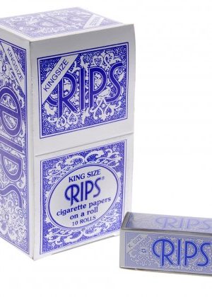 RIPS Blue King Size Rice Rolling Paper Rolls – Box of 10 Rolls