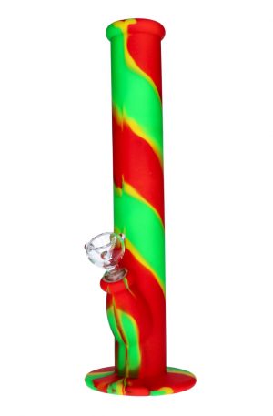 Silicone Straight Bong with Glass Downstem and Bowl | 14 Inch