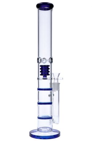 Straight Glass Ice Bong with Triple Disc and Spiral Perc | 17 Inch