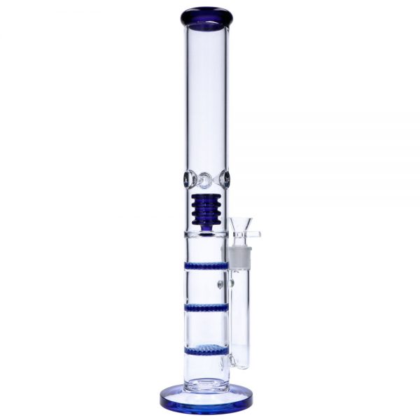 Straight Glass Ice Bong with Triple Disc and Spiral Perc | 17 Inch