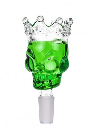 Glass Skull Bowl with Crown | Green