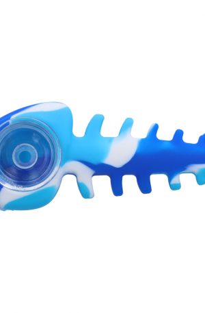 Silicone Fish Bone Hand Pipe with Glass Bowl