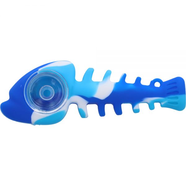 Silicone Fish Bone Hand Pipe with Glass Bowl