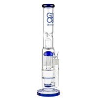 Glasscity Straight Ice Bong with Tree Perc and HoneyComb Perc | Blue