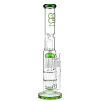 Glasscity Straight Ice Bong with Tree Perc and HoneyComb Perc | Green